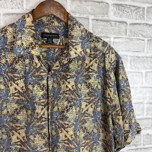 Jhane Barnes Colorful Abstract Silk Blend Casual Button Up Shirt Mens XL FLAWED